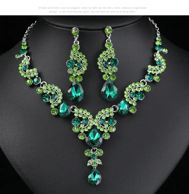 Red Multi-Color Bridal Earrings Necklace Set — feature 12