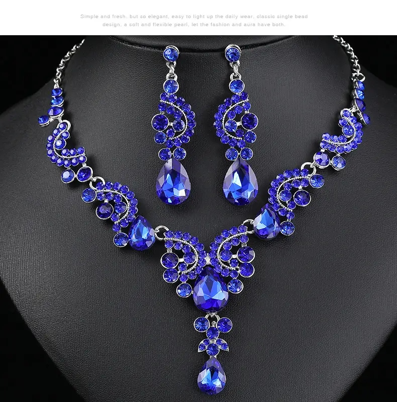 Red Multi-Color Bridal Earrings Necklace Set — feature 13