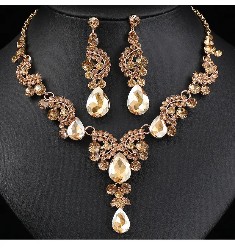 Red Multi-Color Bridal Earrings Necklace Set — feature 16