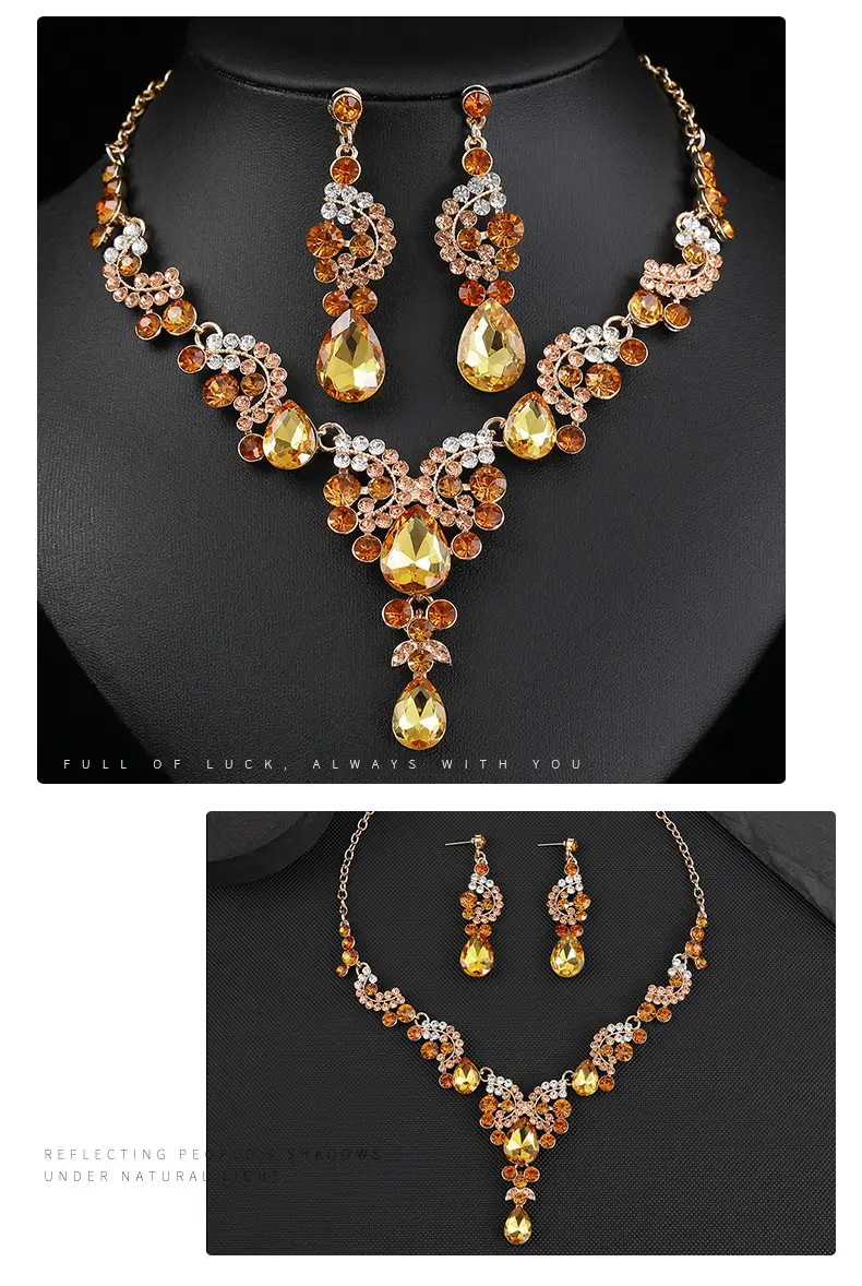 Red Multi-Color Bridal Earrings Necklace Set — feature 17