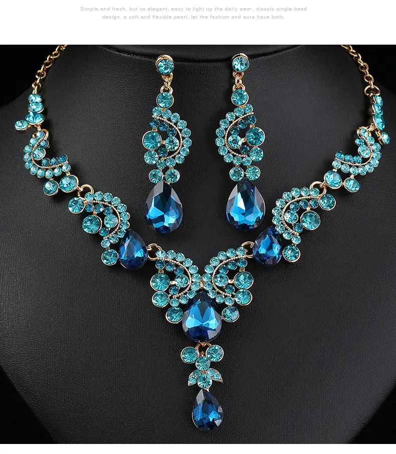 Red Multi-Color Bridal Earrings Necklace Set — feature 19