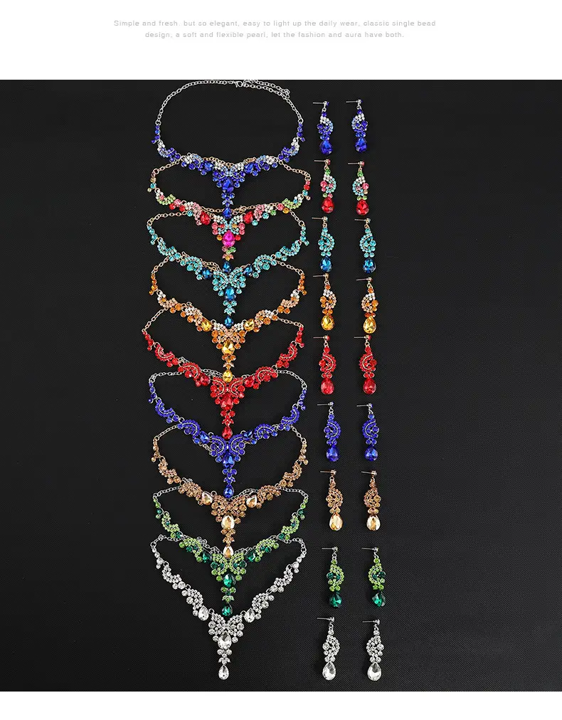 Red Multi-Color Bridal Earrings Necklace Set — feature 20