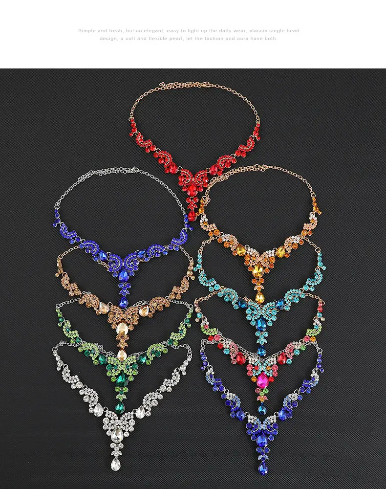Red Multi-Color Bridal Earrings Necklace Set — feature 22