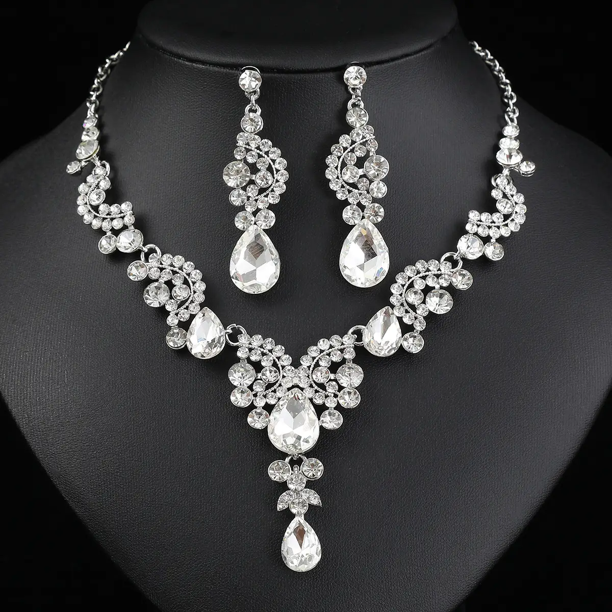 Red Multi-Color Bridal Earrings Necklace Set - Image 2