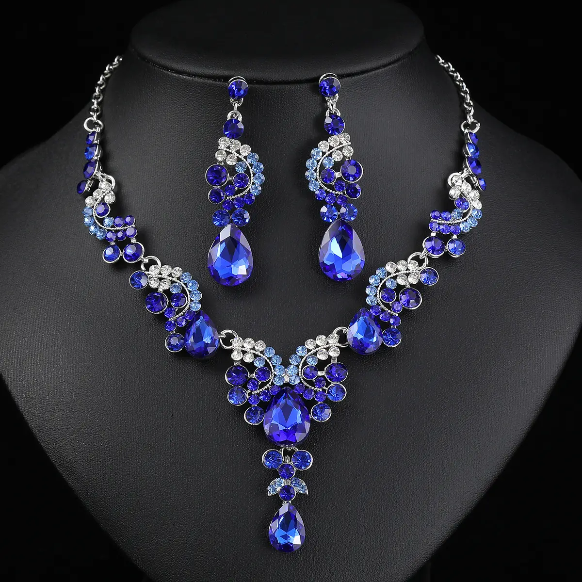Red Multi-Color Bridal Earrings Necklace Set - Image 5