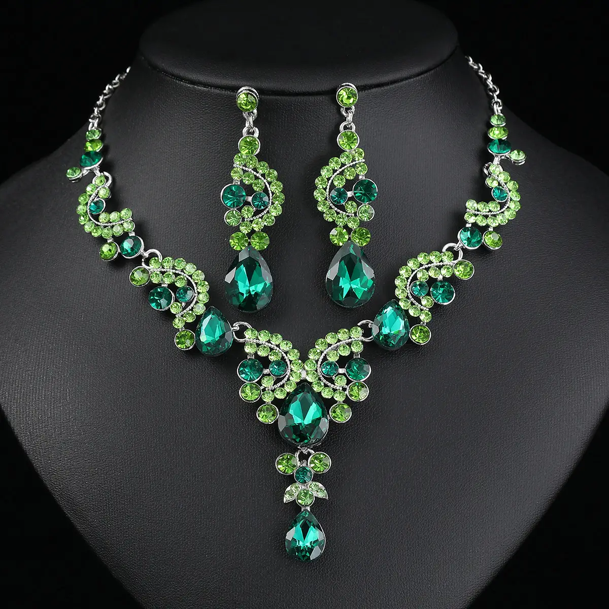 Red Multi-Color Bridal Earrings Necklace Set - Image 8