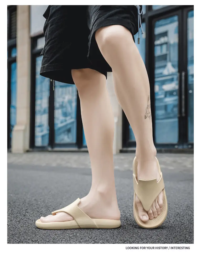 Flip-flops Men's Simple Trendy Slippers Korean Style Casual Summer New Fashionable Outer Wear Thick Bottom Sandwich Men's Slippers — feature 13