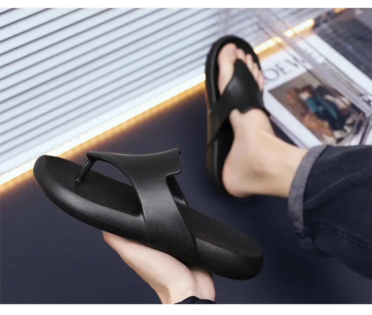 Flip-flops Men's Simple Trendy Slippers Korean Style Casual Summer New Fashionable Outer Wear Thick Bottom Sandwich Men's Slippers — feature 18