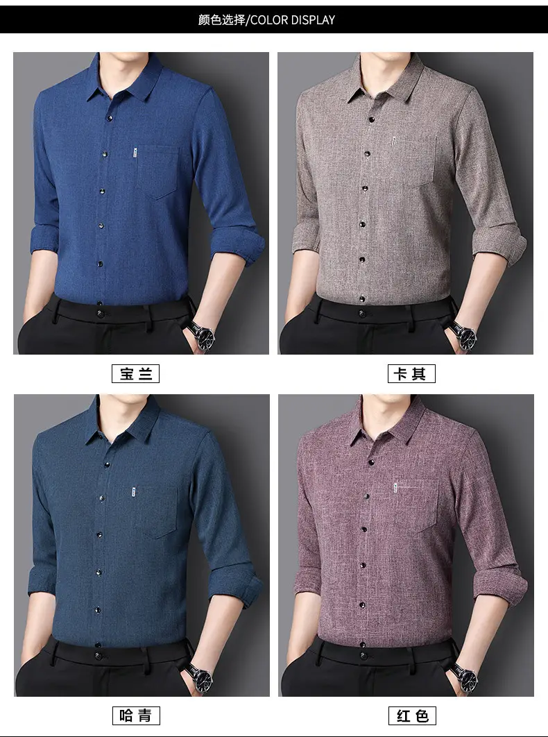 Men Grey Cotton Linen Button Shirt with 3/4 Sleeve — feature 11