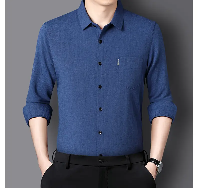 Men Grey Cotton Linen Button Shirt with 3/4 Sleeve — feature 14
