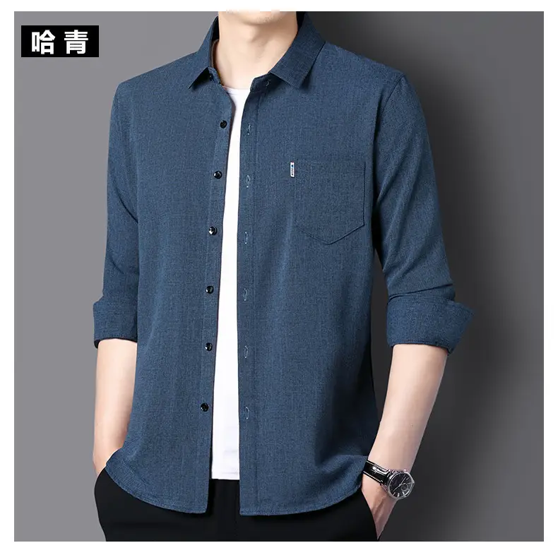 Men Grey Cotton Linen Button Shirt with 3/4 Sleeve — feature 19