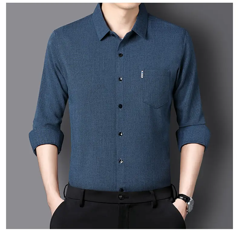 Men Grey Cotton Linen Button Shirt with 3/4 Sleeve — feature 20