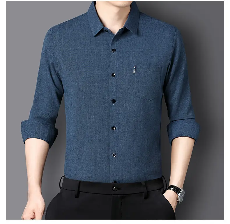Men Grey Cotton Linen Button Shirt with 3/4 Sleeve — feature 21