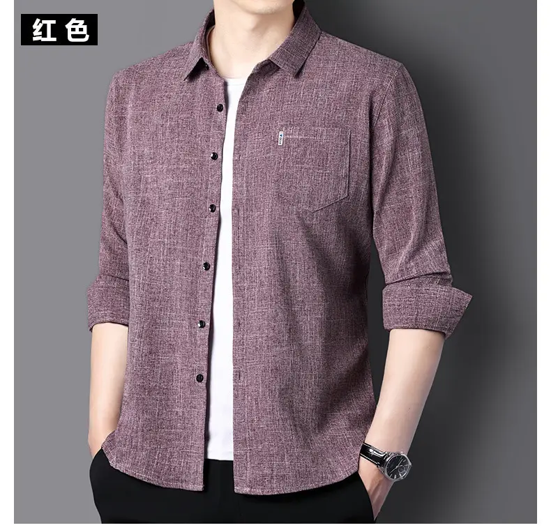 Men Grey Cotton Linen Button Shirt with 3/4 Sleeve — feature 22
