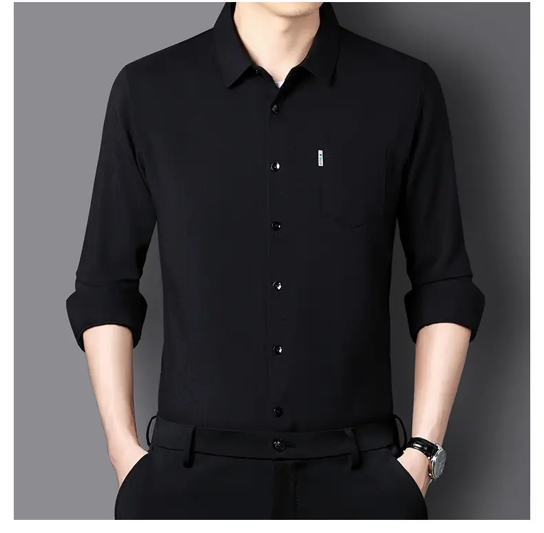 Men Grey Cotton Linen Button Shirt with 3/4 Sleeve — feature 35