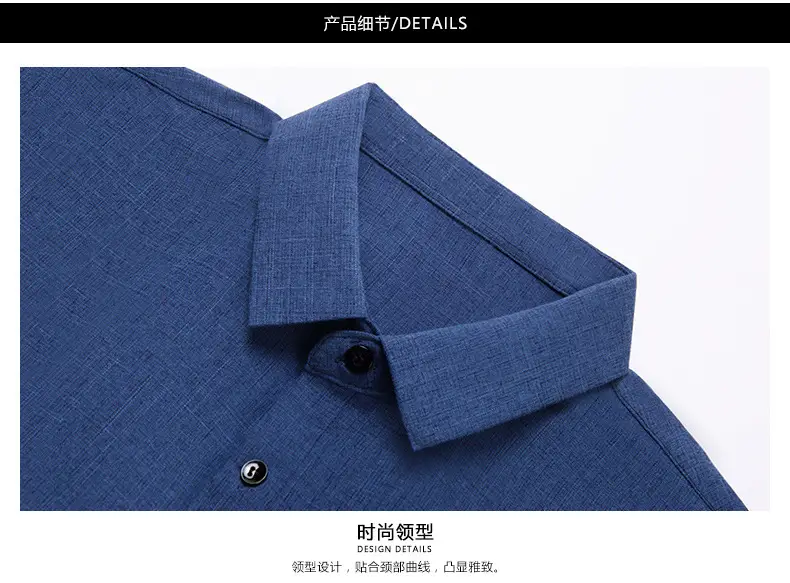 Men Grey Cotton Linen Button Shirt with 3/4 Sleeve — feature 37