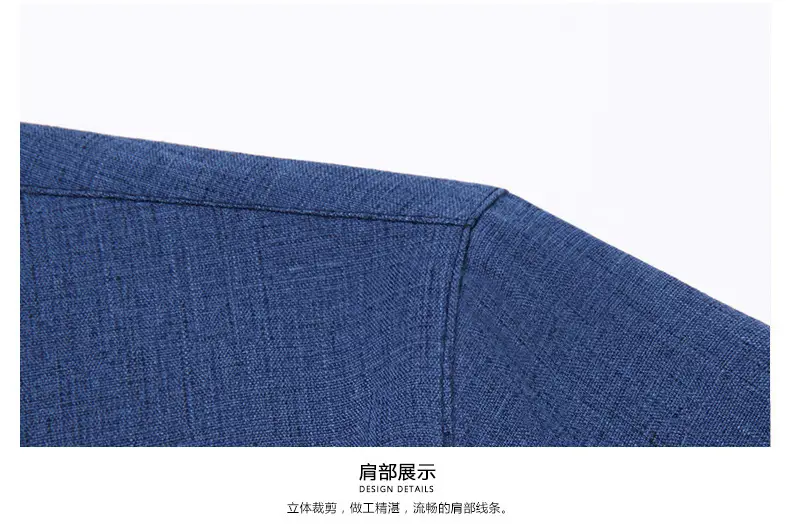 Men Grey Cotton Linen Button Shirt with 3/4 Sleeve — feature 38