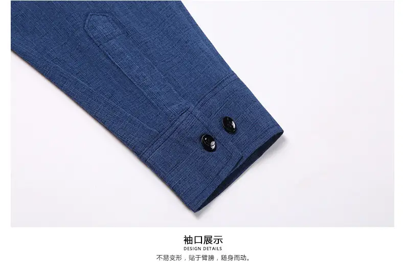 Men Grey Cotton Linen Button Shirt with 3/4 Sleeve — feature 39