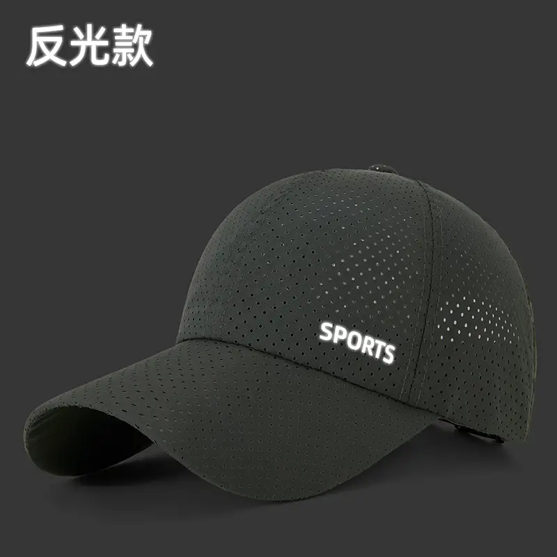 Men Mesh Baseball Cap Black Sports Reflective