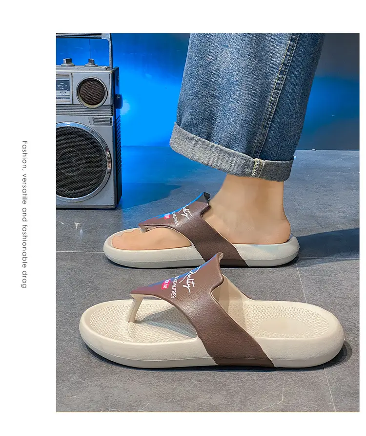 Flip-flops Distinctive Men's Summer New Slippers Men's Thick-soled Beach Sandals Fashionable Wear-resistant Clip Outer Wear Men's Slippers — feature 12
