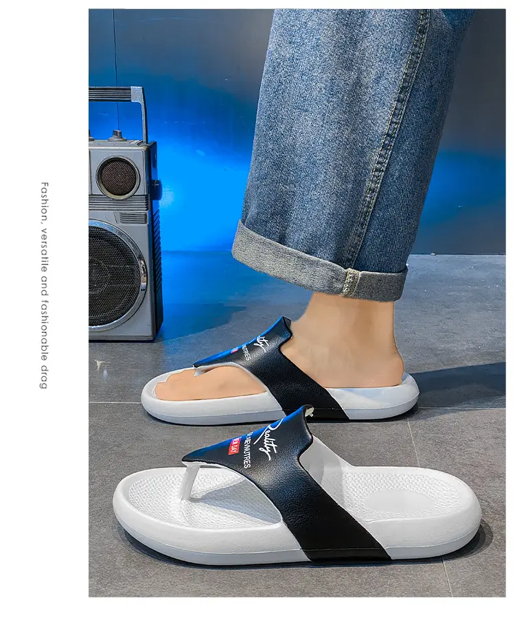 Flip-flops Distinctive Men's Summer New Slippers Men's Thick-soled Beach Sandals Fashionable Wear-resistant Clip Outer Wear Men's Slippers — feature 8