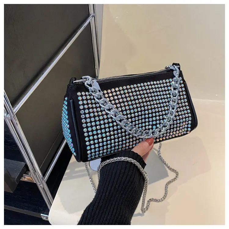 Women's Rhinestone Crossbody Bag Black 2024 Spring Summer - Image 5