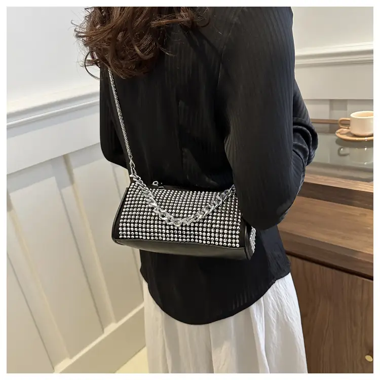 Women's Rhinestone Crossbody Bag Black 2024 Spring Summer — feature 11