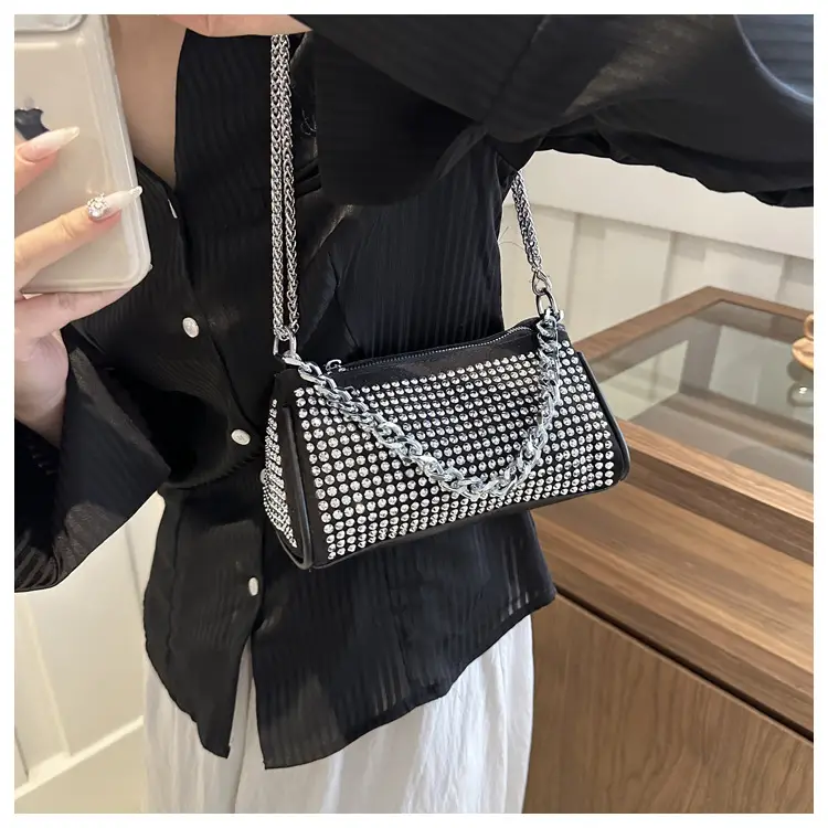 Women's Rhinestone Crossbody Bag Black 2024 Spring Summer — feature 13