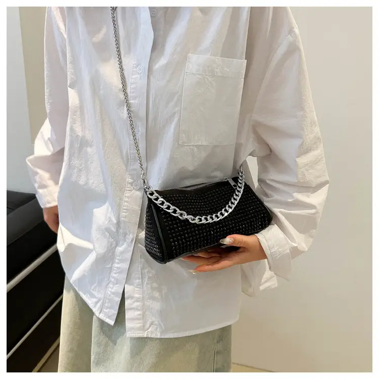 Women's Rhinestone Crossbody Bag Black 2024 Spring Summer — feature 14