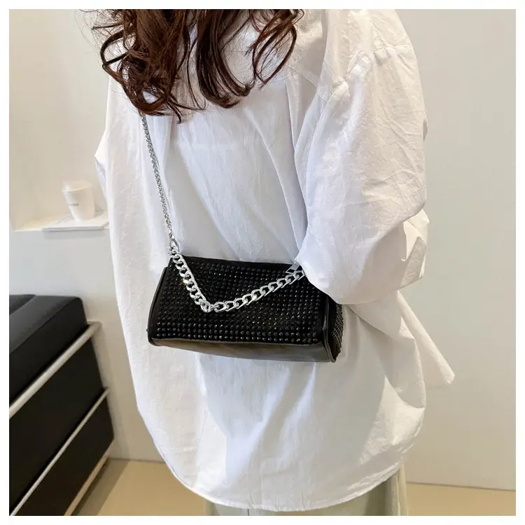 Women's Rhinestone Crossbody Bag Black 2024 Spring Summer — feature 16