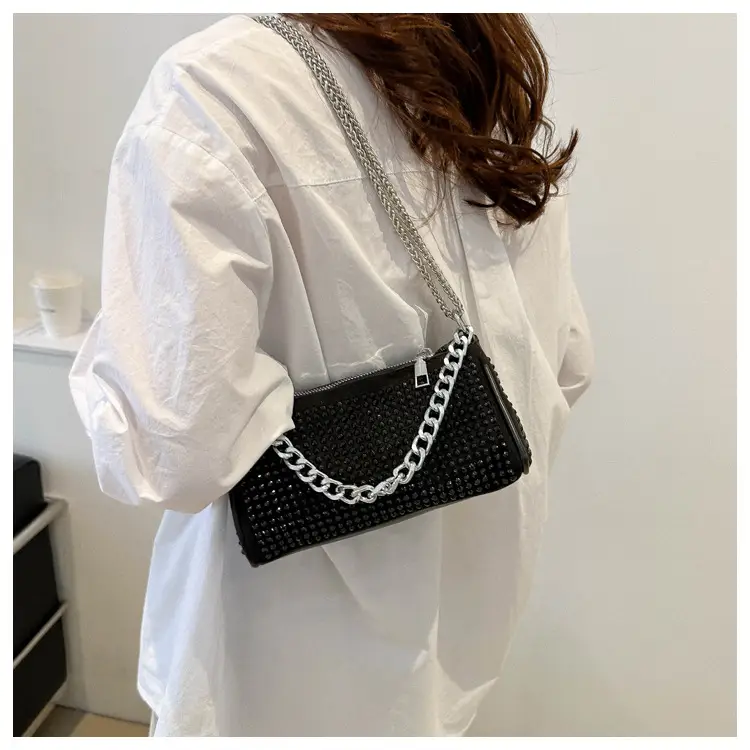 Women's Rhinestone Crossbody Bag Black 2024 Spring Summer — feature 18