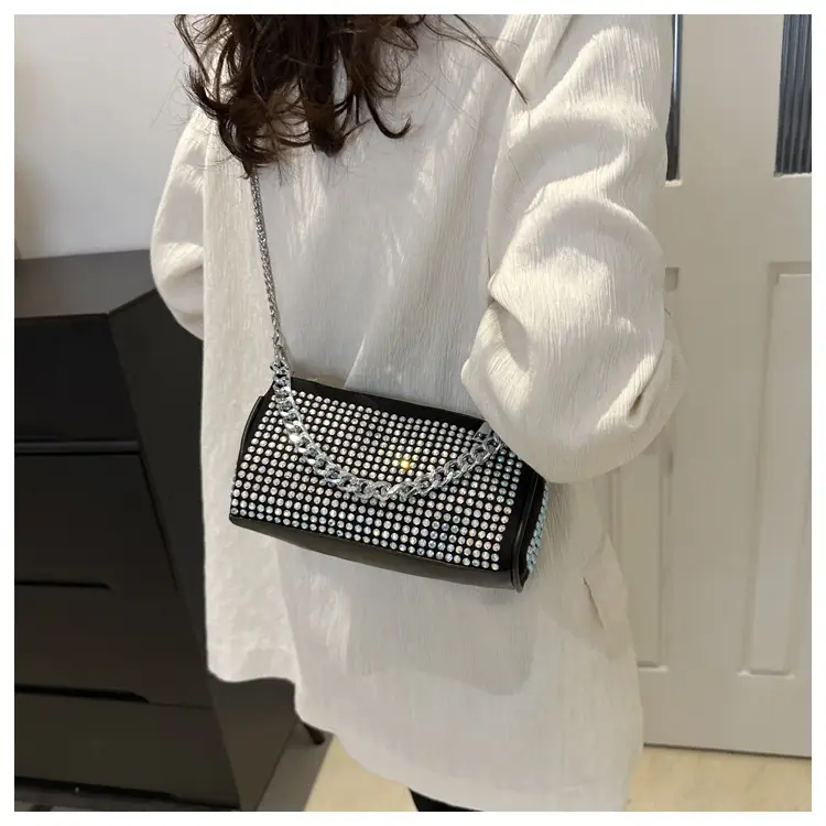 Women's Rhinestone Crossbody Bag Black 2024 Spring Summer — feature 21