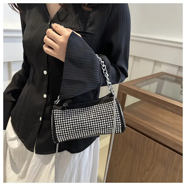 Women's Rhinestone Crossbody Bag Black 2024 Spring Summer — feature 9