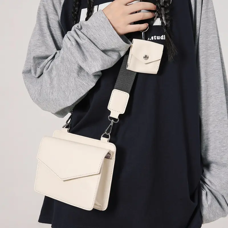 Neutrally White Square Shoulder Messenger Bag for Men Women