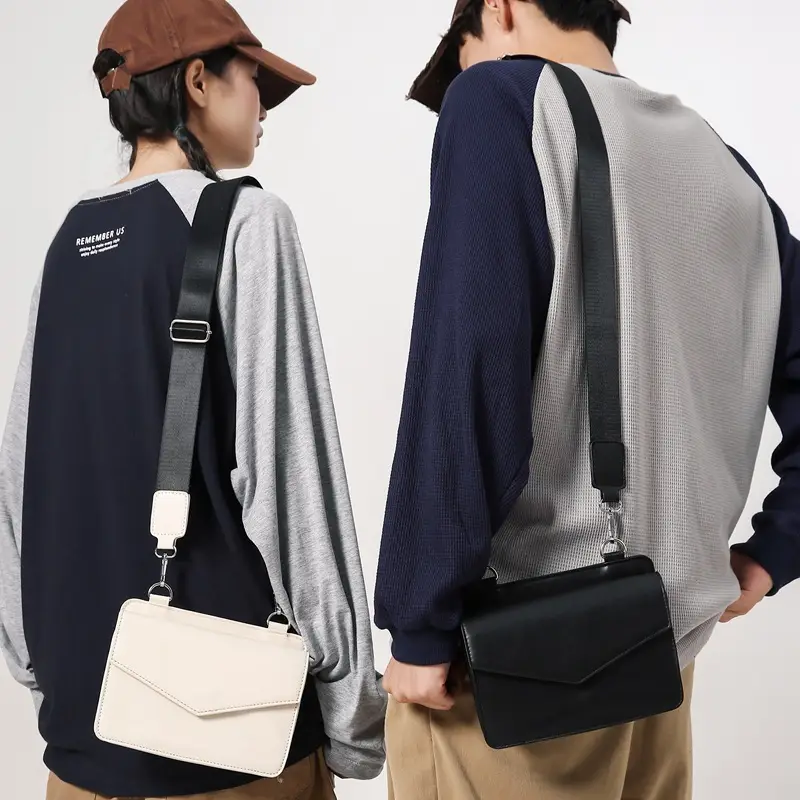Neutrally White Square Shoulder Messenger Bag for Men Women