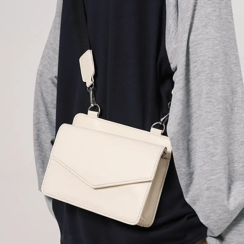 Neutrally White Square Shoulder Messenger Bag for Men Women