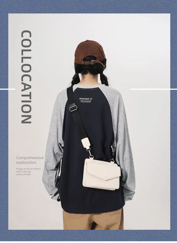 Neutrally White Square Shoulder Messenger Bag for Men Women — feature 1