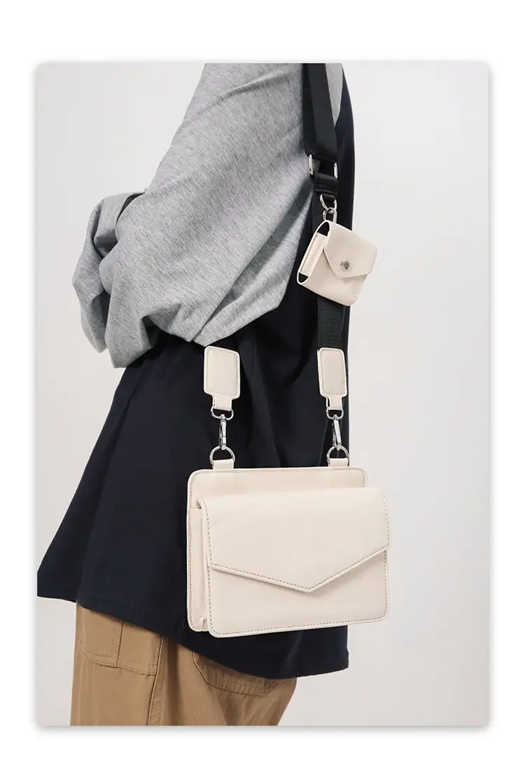 Neutrally White Square Shoulder Messenger Bag for Men Women — feature 10