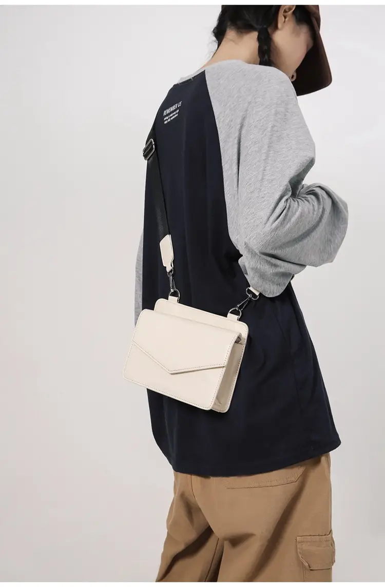 Neutrally White Square Shoulder Messenger Bag for Men Women — feature 11