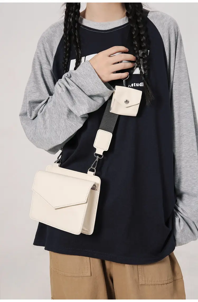 Neutrally White Square Shoulder Messenger Bag for Men Women — feature 12