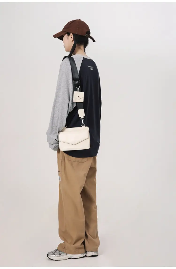 Neutrally White Square Shoulder Messenger Bag for Men Women — feature 13