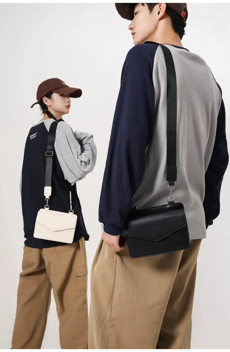 Neutrally White Square Shoulder Messenger Bag for Men Women — feature 14