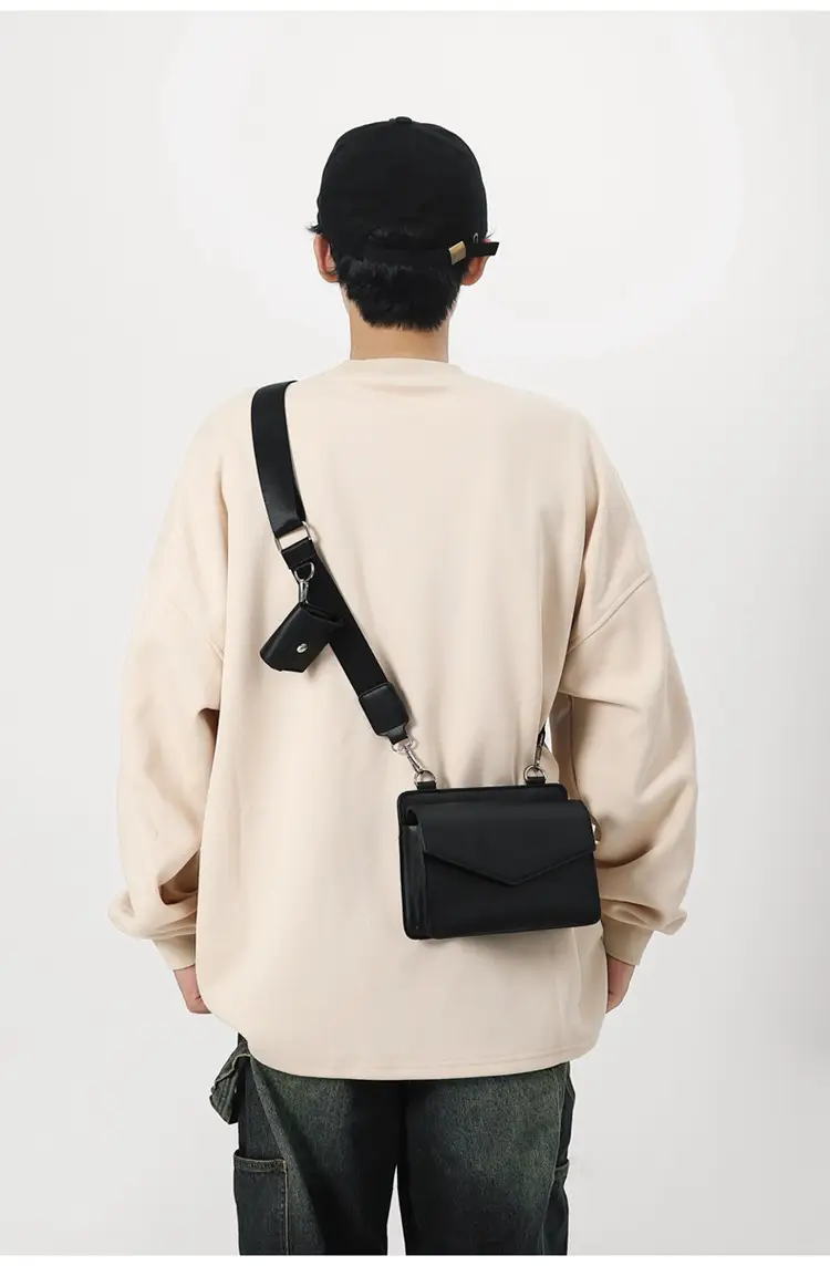 Neutrally White Square Shoulder Messenger Bag for Men Women — feature 16