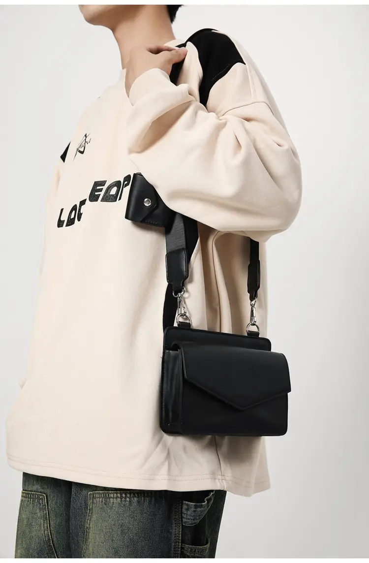 Neutrally White Square Shoulder Messenger Bag for Men Women — feature 18
