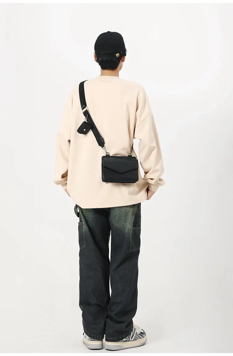 Neutrally White Square Shoulder Messenger Bag for Men Women — feature 19