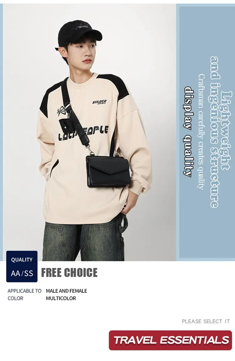Neutrally White Square Shoulder Messenger Bag for Men Women — feature 2