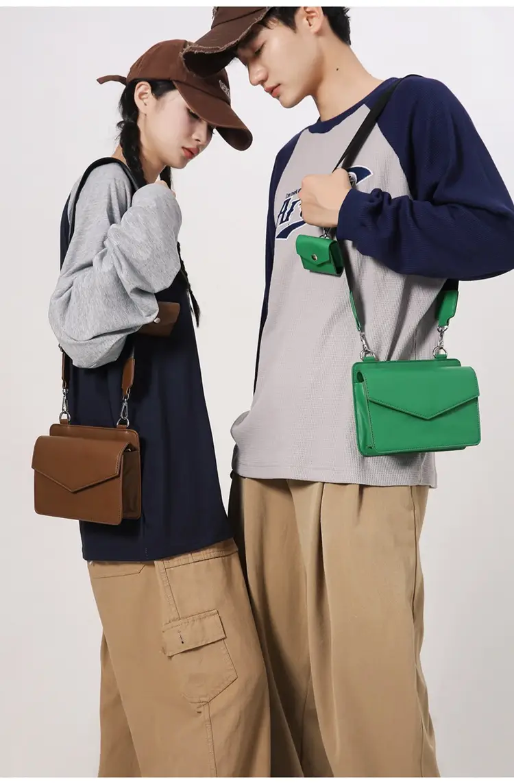 Neutrally White Square Shoulder Messenger Bag for Men Women — feature 20