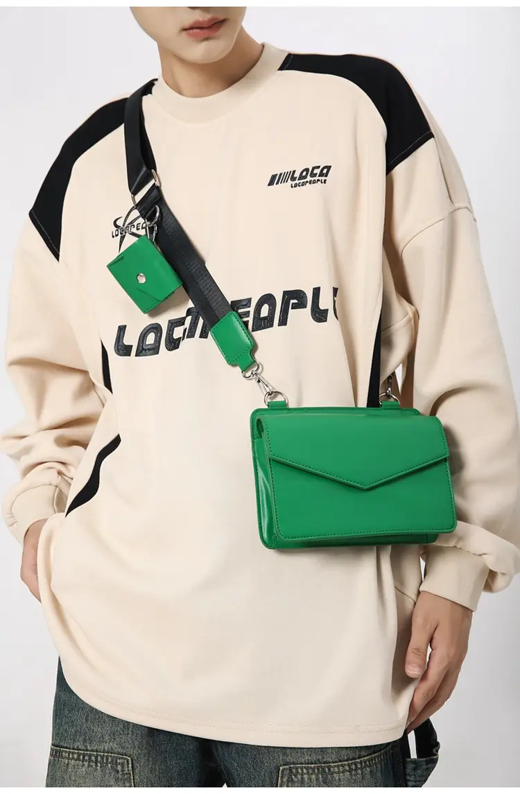 Neutrally White Square Shoulder Messenger Bag for Men Women — feature 22