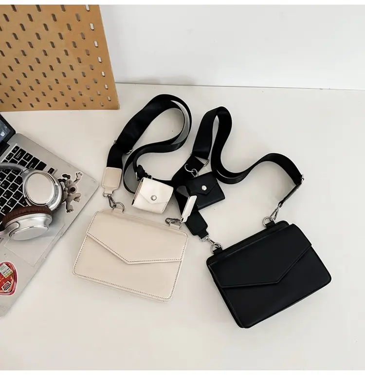 Neutrally White Square Shoulder Messenger Bag for Men Women — feature 27