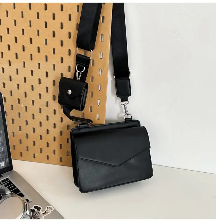 Neutrally White Square Shoulder Messenger Bag for Men Women — feature 29